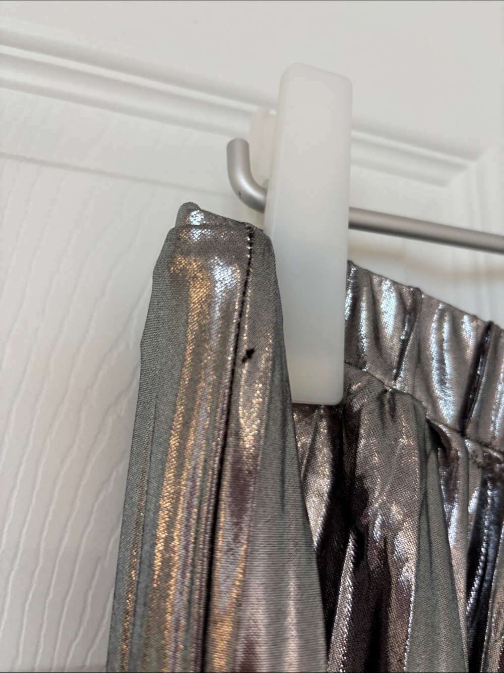 Anthropologie Sophie The Label metallic silver pleated maxi skirt size large - Picture 5 of 11